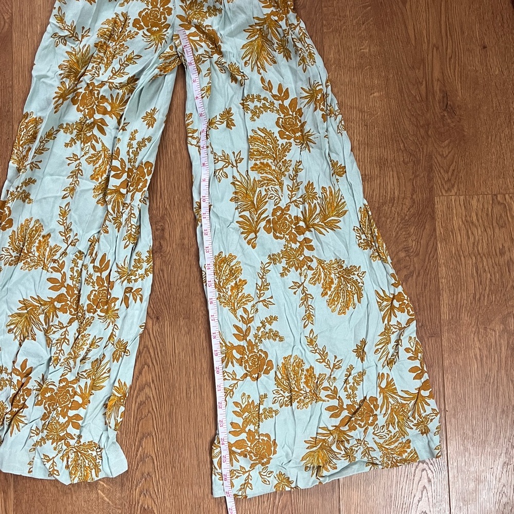 Free People Mustard and Teal Floral Jumpsuit Size 0 - Picture 4 of 4